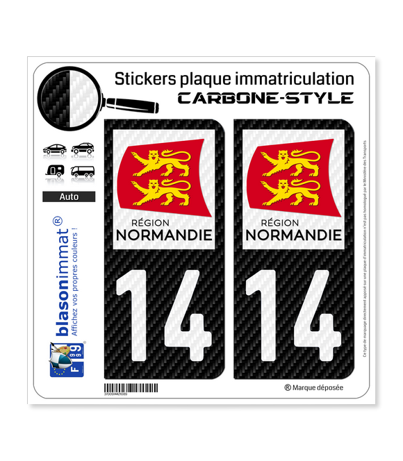 14 Normandie - LT Carbone-Style | Stickers plaque immatriculation
