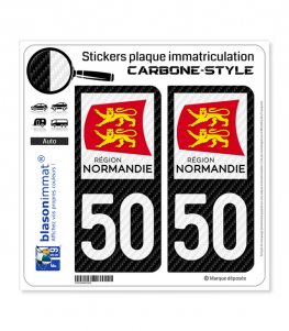 50 Normandie - LT Carbone-Style | Stickers plaque immatriculation
