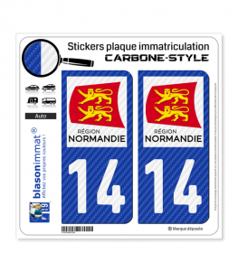 14 Normandie - LT Carbone-Style | Stickers plaque immatriculation