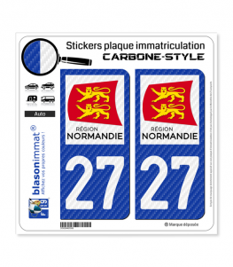 27 Normandie - LT Carbone-Style | Stickers plaque immatriculation