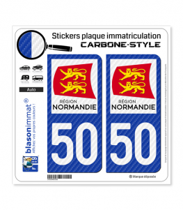 50 Normandie - LT Carbone-Style | Stickers plaque immatriculation