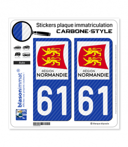 61 Normandie - LT Carbone-Style | Stickers plaque immatriculation