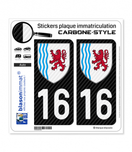 16 Nouvelle-Aquitaine - LT Carbone-Style | Stickers plaque immatriculation