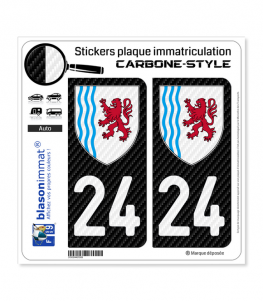 24 Nouvelle-Aquitaine - LT Carbone-Style | Stickers plaque immatriculation
