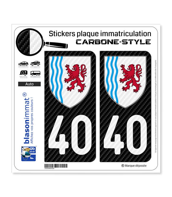 40 Nouvelle-Aquitaine - LT Carbone-Style | Stickers plaque immatriculation