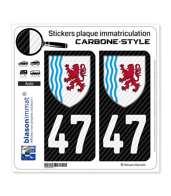 47 Nouvelle-Aquitaine - LT Carbone-Style | Stickers plaque immatriculation