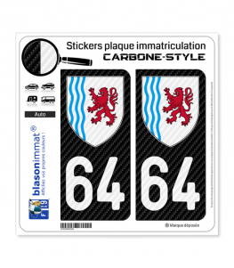 64 Nouvelle-Aquitaine - LT Carbone-Style | Stickers plaque immatriculation