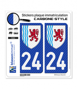 24 Nouvelle-Aquitaine - LT Carbone-Style | Stickers plaque immatriculation