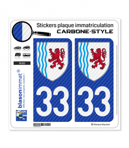 33 Nouvelle-Aquitaine - LT Carbone-Style | Stickers plaque immatriculation