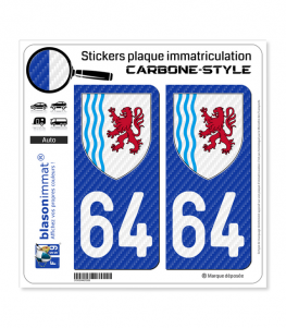 64 Nouvelle-Aquitaine - LT Carbone-Style | Stickers plaque immatriculation