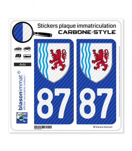 87 Nouvelle-Aquitaine - LT Carbone-Style | Stickers plaque immatriculation