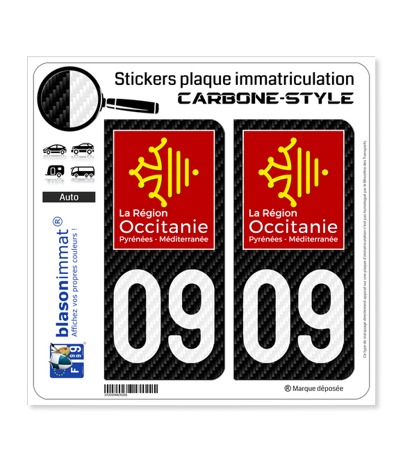 09 Occitanie - LT Carbone-Style | Stickers plaque immatriculation