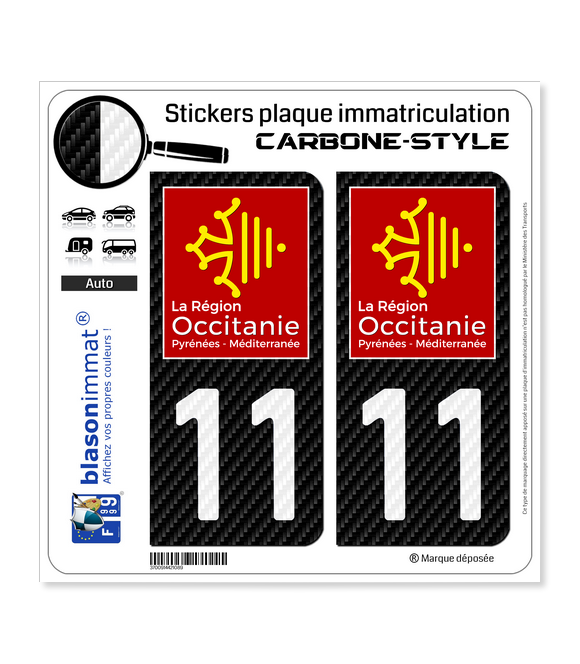 11 Occitanie - LT Carbone-Style | Stickers plaque immatriculation