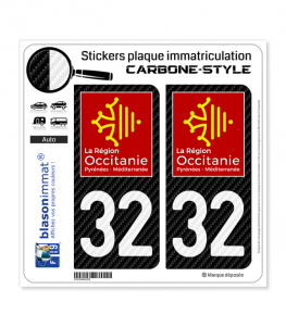 32 Occitanie - LT Carbone-Style | Stickers plaque immatriculation
