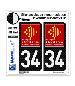 34 Occitanie - LT Carbone-Style | Stickers plaque immatriculation