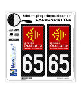 65 Occitanie - LT Carbone-Style | Stickers plaque immatriculation