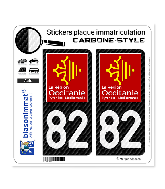 82 Occitanie - LT Carbone-Style | Stickers plaque immatriculation