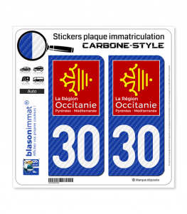 30 Occitanie - LT Carbone-Style | Stickers plaque immatriculation