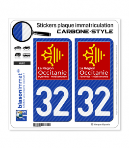 32 Occitanie - LT Carbone-Style | Stickers plaque immatriculation