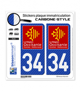 34 Occitanie - LT Carbone-Style | Stickers plaque immatriculation