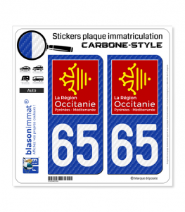 65 Occitanie - LT Carbone-Style | Stickers plaque immatriculation