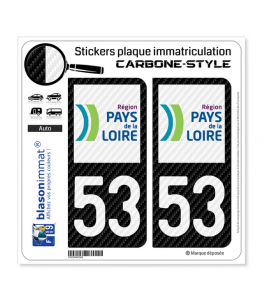 53 Pays de la Loire - LT Carbone-Style | Stickers plaque immatriculation
