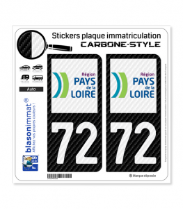 72 Pays de la Loire - LT Carbone-Style | Stickers plaque immatriculation
