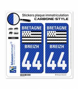 44 Bretagne - LT Carbone-Style | Stickers plaque immatriculation