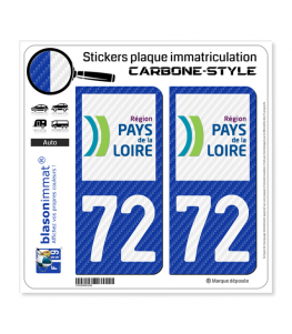 72 Pays de la Loire - LT Carbone-Style | Stickers plaque immatriculation