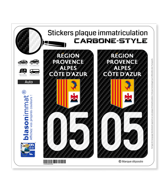 05 Région Sud - LT Carbone-Style | Stickers plaque immatriculation