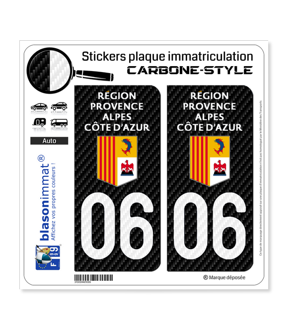 06 Région Sud - LT Carbone-Style | Stickers plaque immatriculation