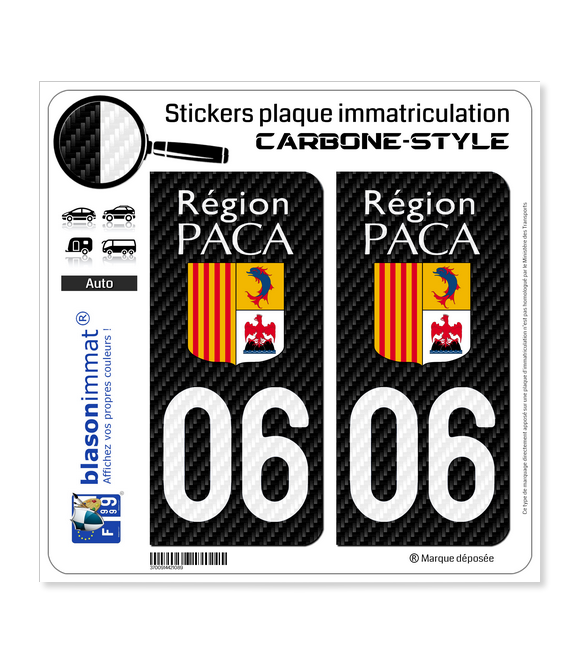 06 PACA - LT Carbone-Style | Stickers plaque immatriculation