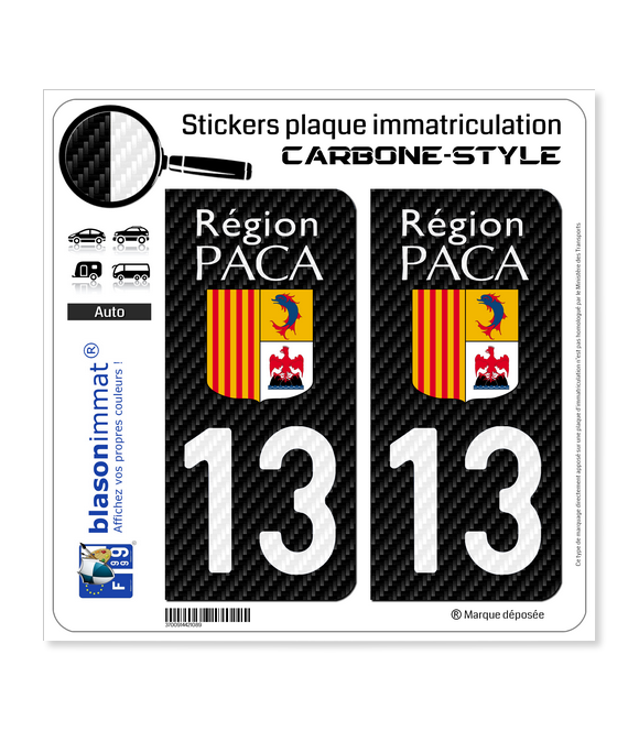 13 PACA - LT Carbone-Style | Stickers plaque immatriculation