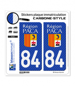 2 Stickers autocollant plaque immatriculation LogoType Black 84 PACA 