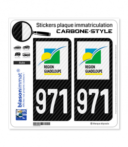971-H Guadeloupe - LT Carbone-Style | Stickers plaque immatriculation