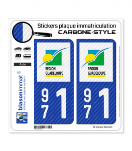 971 Guadeloupe - LT Carbone-Style | Stickers plaque immatriculation