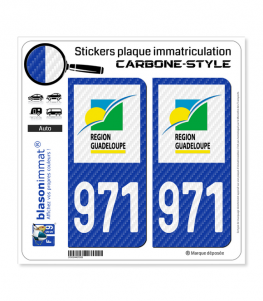 971-H Guadeloupe - LT Carbone-Style | Stickers plaque immatriculation