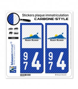 974 Réunion - LT Carbone-Style | Stickers plaque immatriculation