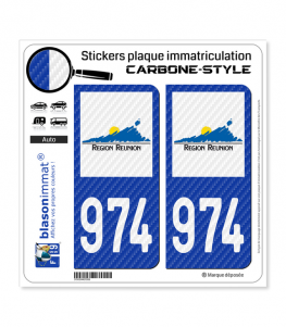 974-H Réunion - LT Carbone-Style | Stickers plaque immatriculation