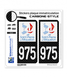 975-H Saint-Pierre et Miquelon - COM Carbone-Style | Stickers plaque immatriculation