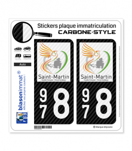 978 Saint-Martin - COM Carbone-Style | Stickers plaque immatriculation