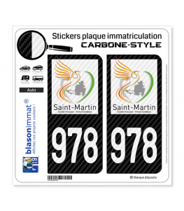 978-H Saint-Martin - COM Carbone-Style | Stickers plaque immatriculation