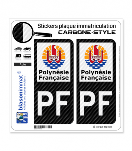 PF Polynésie Française - COM Carbone-Style | Stickers plaque immatriculation