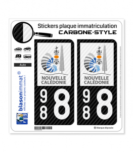 988 Nouvelle-Calédonie - COM Carbone-Style | Stickers plaque immatriculation