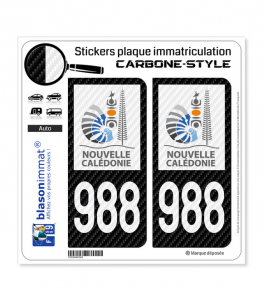 988-H Nouvelle-Calédonie - COM Carbone-Style | Stickers plaque immatriculation