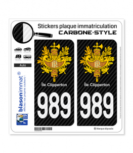 989-H Ile Clipperton - COM Carbone-Style | Stickers plaque immatriculation