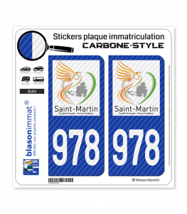 978-H Saint-Martin - COM Carbone-Style | Stickers plaque immatriculation