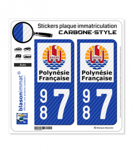 987 Polynésie Française - COM Carbone-Style | Stickers plaque immatriculation