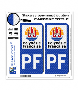 PF Polynésie Française - COM Carbone-Style | Stickers plaque immatriculation