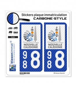 988 Nouvelle-Calédonie - COM Carbone-Style | Stickers plaque immatriculation